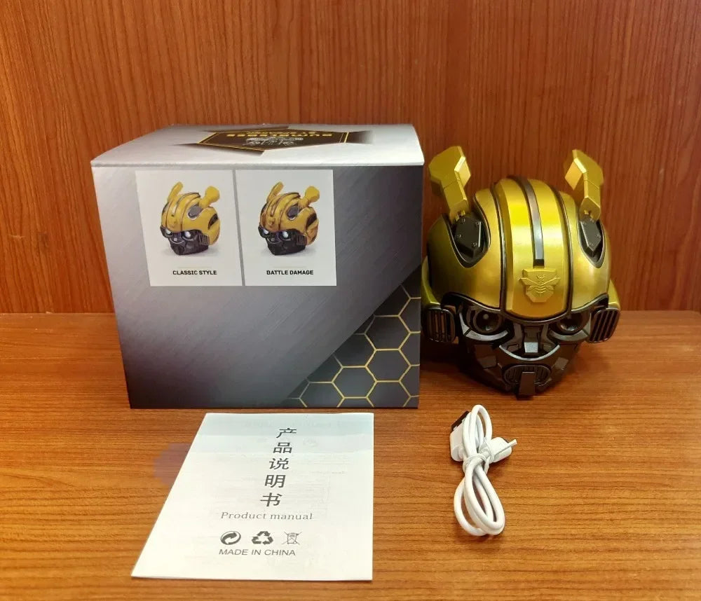 Original Transformers Bluetooth Speakers Bumblebee Head Bluetooth Speakerdual Speakersled Light Heavy Basssuitable,Tf, Fm Radio Lootquake LLC