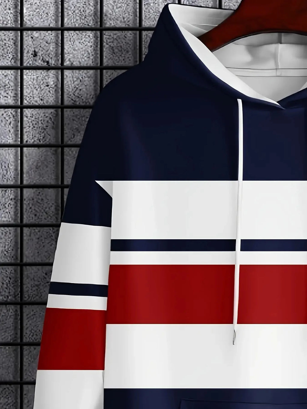 Men's 3D Printed Hooded Sweatshirt with Color Block and Striped Printing Simple and Casual Sportswear Modern Street Style Pi-Mart