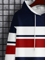 Men's 3D Printed Hooded Sweatshirt with Color Block and Striped Printing Simple and Casual Sportswear Modern Street Style Pi-Mart