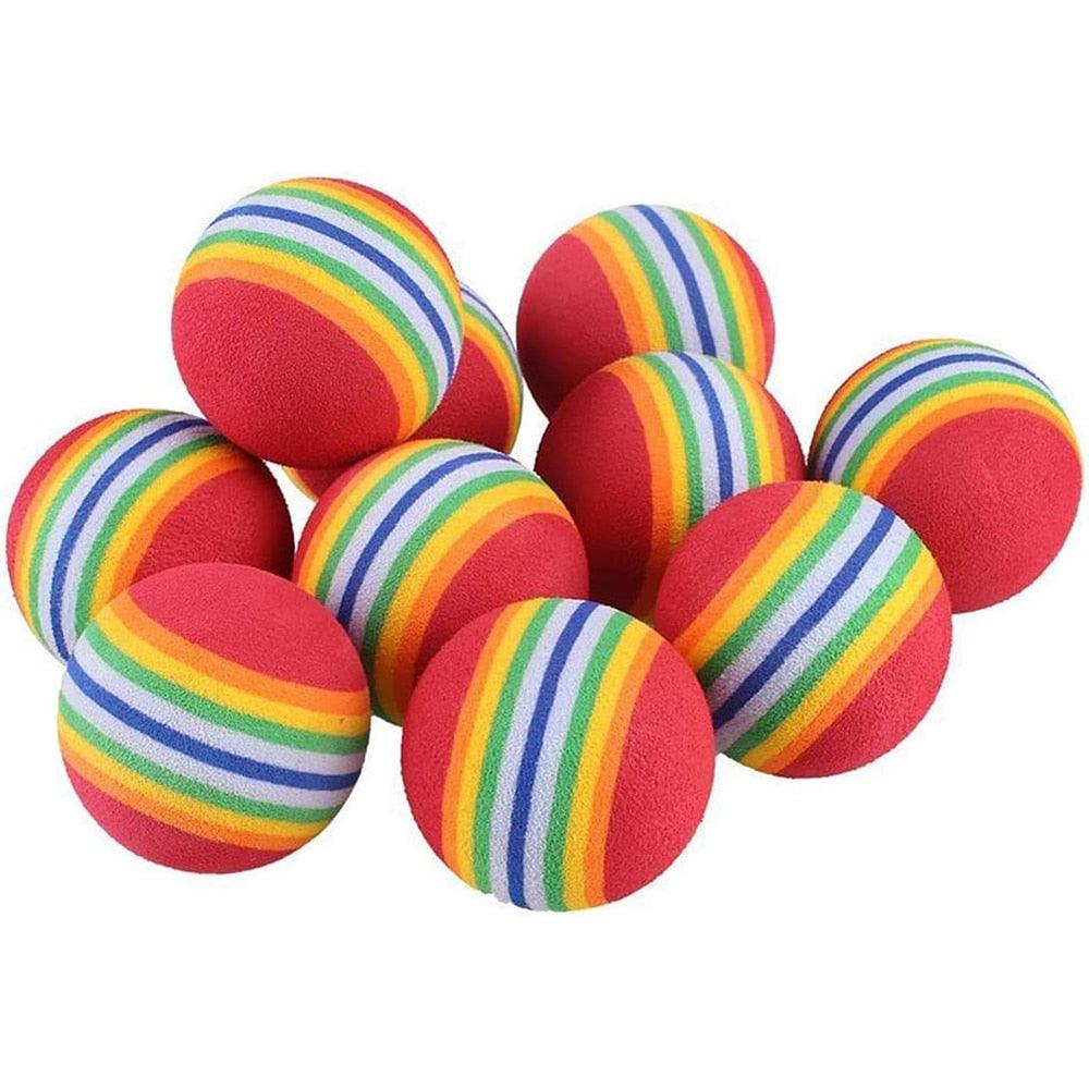 10pcs Cat Toy Balls Interactive for Indoor Cat Red Rainbow Soft Foam Puppies Toy Balls Activity Chase Quiet Play Sponge Ball  Toy Balls for Dog Puppies Kittens Stevvex