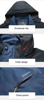 Men Autumn Jacket Camping Hiking Trekking Windbreaker Waterproof With Hood Spring Outdoor Sports Travel Climbing Coats