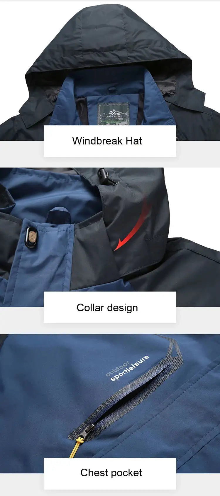 Men Autumn Jacket Camping Hiking Trekking Windbreaker Waterproof With Hood Spring Outdoor Sports Travel Climbing Coats