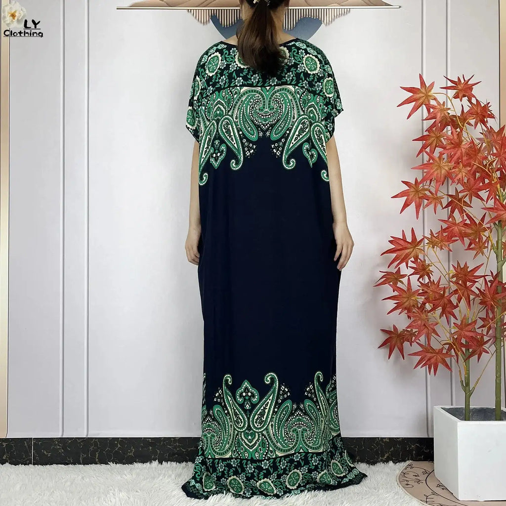 2024 Latest Muslim Sets Women Clothing Cotton Floral Loose Dashiki Long Dress African Abaya Dubai Traditional Islamic Clothing