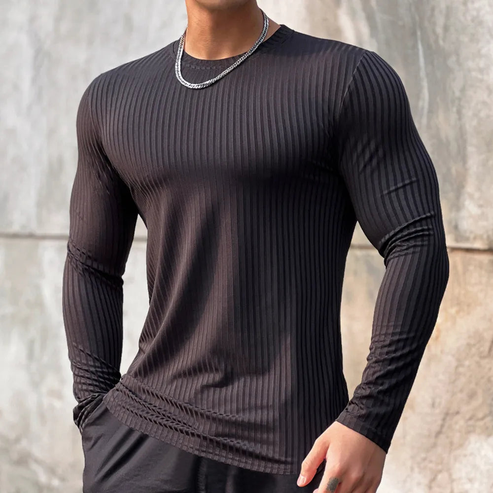 FitFlex Men's Long Sleeve Sports Tee THRIXINE