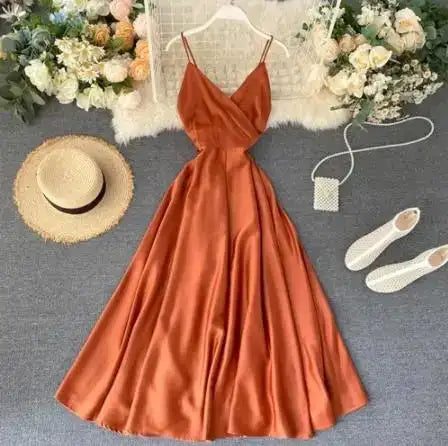 Neploe Vintage Print Holiday Long Dress Women High Waist Hip A Line Vestidos Summer 2025 New V Neck Sleeveless Camis Robe Slim