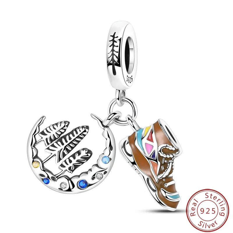 S925 Sterling Silver Princess Golf Hamster Camera Travel Three Piece Set Charms Beads 3mm DIY Fine Jewelry Making Lootquake LLC