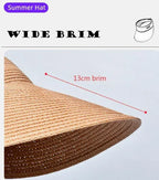 Spring and Summer Women's Outdoor Sunshade  Straw Hat Fashion Empty Top  Duck Tongue Hat Big Brim Cap G37