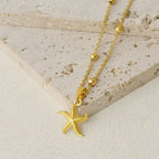1Pc Temperament Fashion Summer Beach Blue Marine Life Sea Horse Shell Turtle Mini Fish Bead Necklace Classic Clavicle Chain