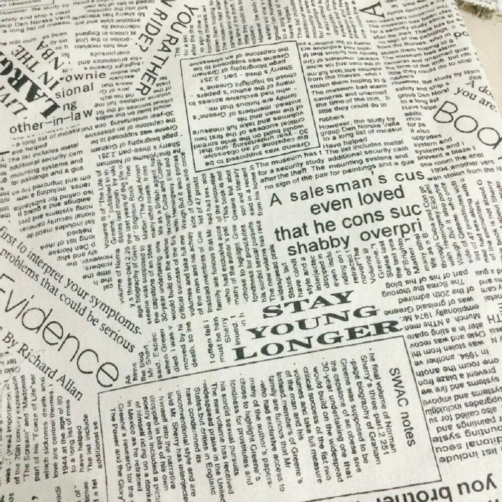Newspaper Printed Fabric Quilting Cloth Cotton Linen For DIY Sewing Tablecloth Cushion Placemat Storage Bag Handicraft Materials Lootquake LLC