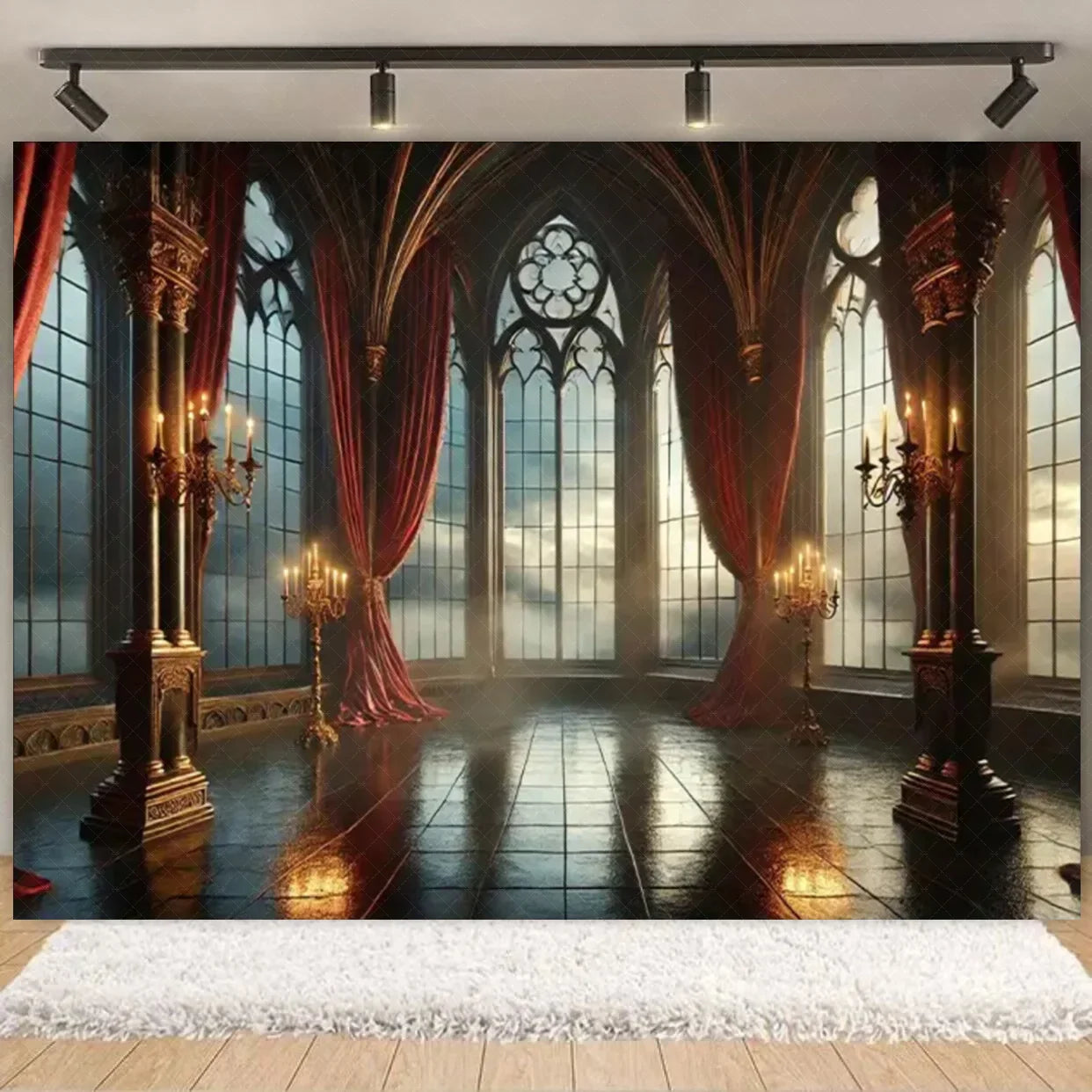 Halloween Decorations  Vintage Castle Wall Backdrop Photography Photos Stone Arched Door And Windows Design Studio Party Decor Lootquake LLC