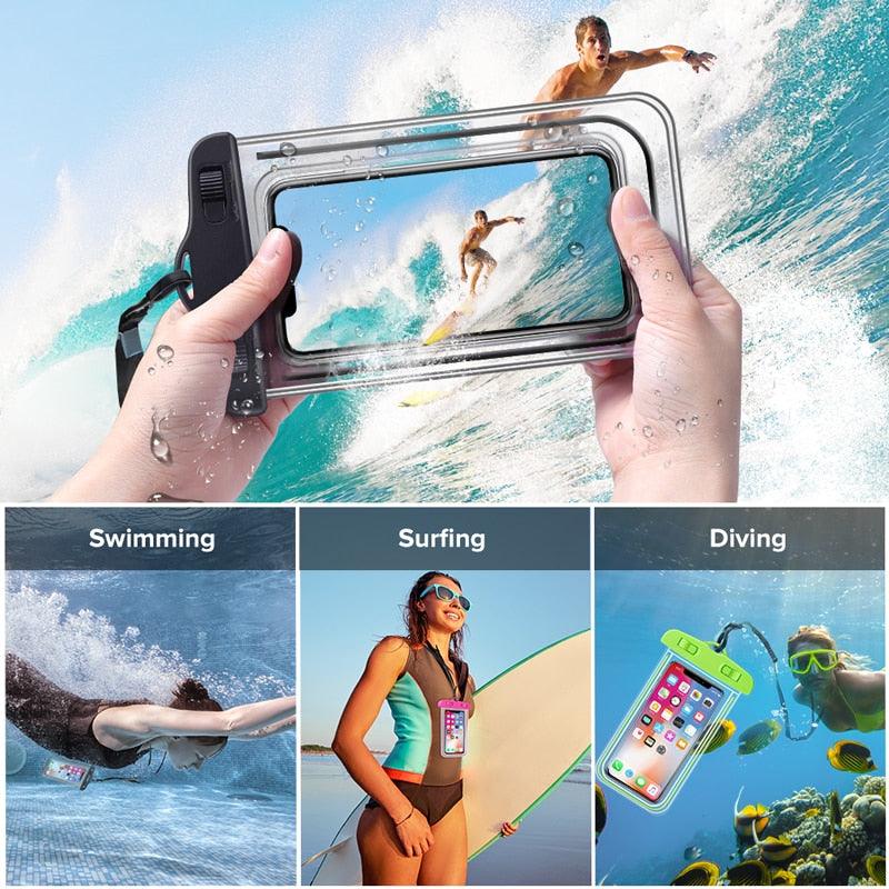 Swimming Bags Waterproof Phone Case Water proof Bag Mobile Phone Pouch Cover for iPhone 12 Pro Xs Max XR X 8 7 Phone Case Bag With Lanyard Compatible with iPhone Stevvex