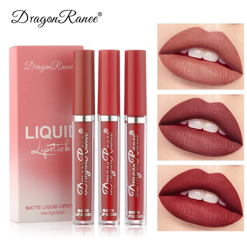 3 PCS Liquid Lipsticks Set Long Lasting Make Up For Women Korean Beauty Cosmetics Matte Lipsticks Waterproof Long lasting Lootquake LLC