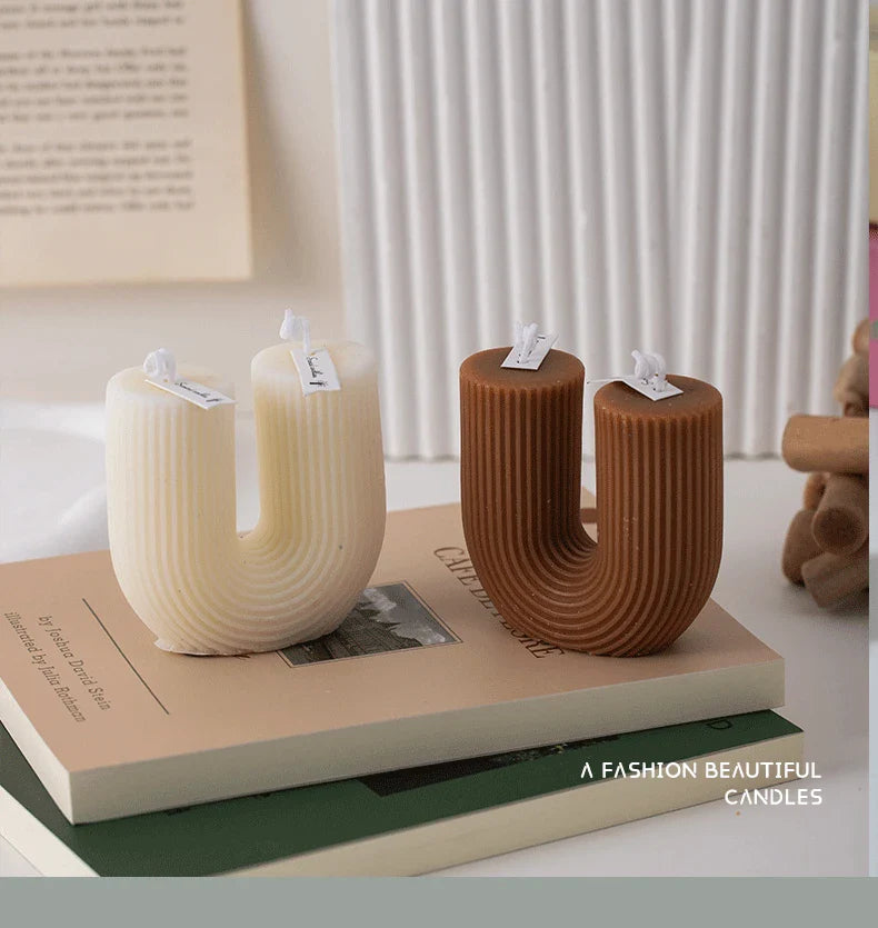 U Shaped Candle Scented Candles Ribbed Aesthetic Home Decorative Candles Smokeless Personalized Candles Guest Gift Lot Lootquake LLC