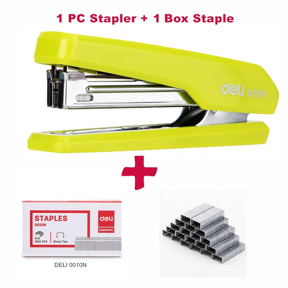 Deli Colorful Mini Stapler NO.10 Metal Effortless Fashion Staplers With Portable Compact Kawaii Stationery Shool Office Supplies Lootquake LLC