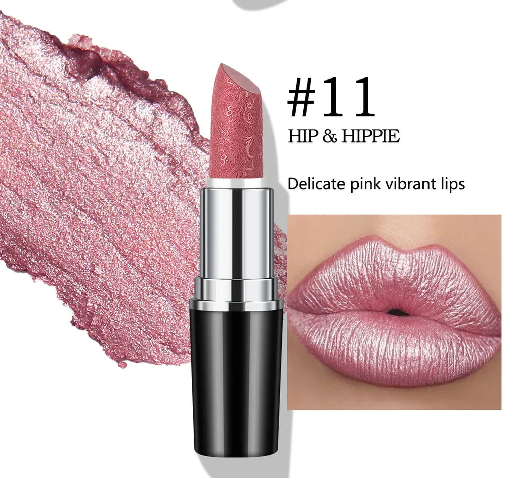 Fine Glitter Lipstick, Quicksand Gold Lipstick Non-sticky Non-fading Lipstick Pearlescent Long-lasting Silky Mermaid Lipstick Lootquake LLC