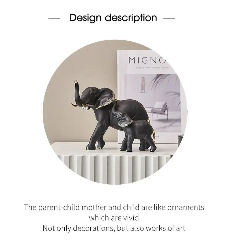 1pairs Creative Modern Decor Animal Resin Elephant Statues & Figurines Sculpture Living Room Table Ornaments Crafts Lootquake LLC