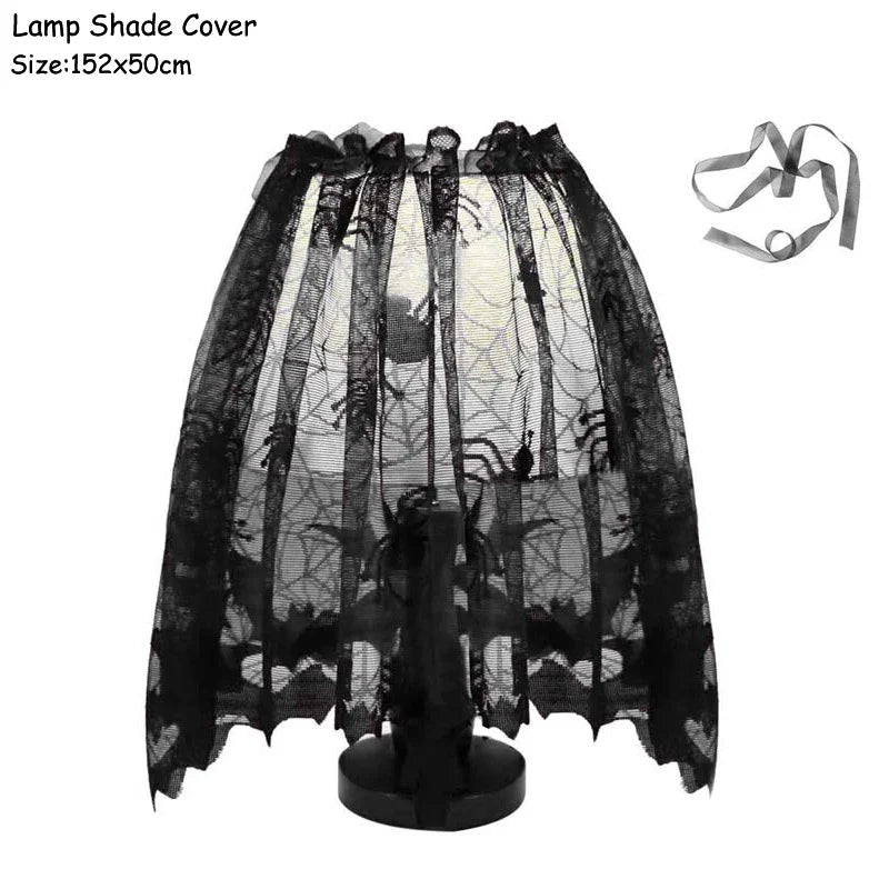 Halloween Decoration Lace Spider Web Skeleton Skull Tablecloth Black Fireplace Mantel Scarf Event Party Decoration Supplies Lootquake LLC