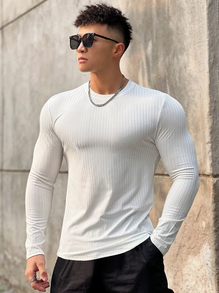 FitFlex Men's Long Sleeve Sports Tee THRIXINE