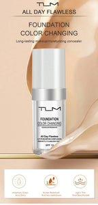 TLM TUM Liquid Foundation Cream Professional Full Coverage Face Concealer Waterproof Makeup Base Brighten Cover Dark Circles30ML Lootquake LLC