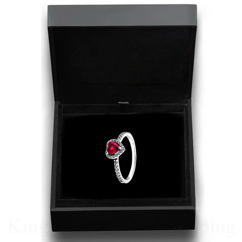 New Colored Crystal 925 Sterling Silver Ring Exquisite Women Shiny Heart Series Simple Ring Valentine's Day Gift for Lovers Lootquake LLC