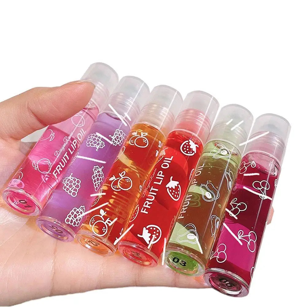 6 Colors Roll-on Fruit Essence Lip Balm Lip Oil Lip Moisturizing Mirror Primer Lip Lipstick Hydrating random Gloss Transparent Lootquake LLC