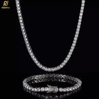 Hip Hop Jewelry Brass Setting CZ Tennis Chain Necklace Gold/Silver Color Iced Out AAAAA Cubic Zirconia Chain Lootquake LLC