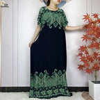 2024 Latest Muslim Sets Women Clothing Cotton Floral Loose Dashiki Long Dress African Abaya Dubai Traditional Islamic Clothing