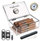 Scotte Cigar Case Humidors Acrylic Cigar Box Hygrometer Humidifier Hold 20 Cigars Include Cigar Cutters Cigar Punch Accessories Lootquake LLC