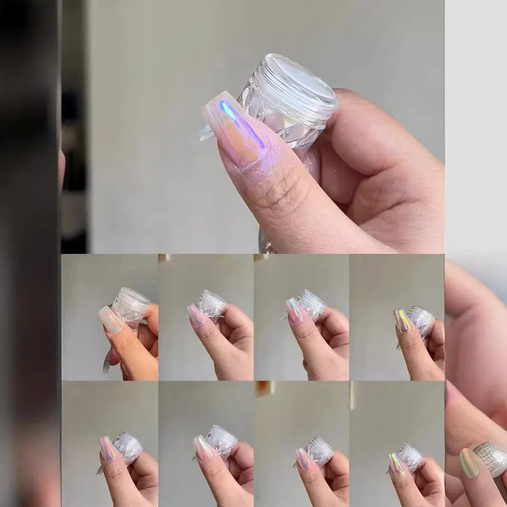 Moonlight Mirror Nails Powder Pearl White Nails Glitter Aurora Shining Pigment Chrome Dust Nail Art Supplies Decoration Lootquake LLC