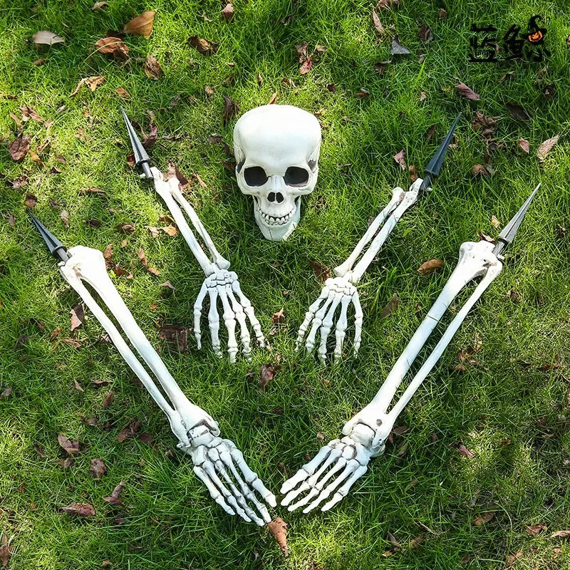 2025 Halloween Decoration Scary Skull Skeleton Hand Bone Realistic Skull Pile Yard Lawn Pile Garden Cemetery Home Decor Lootquake LLC