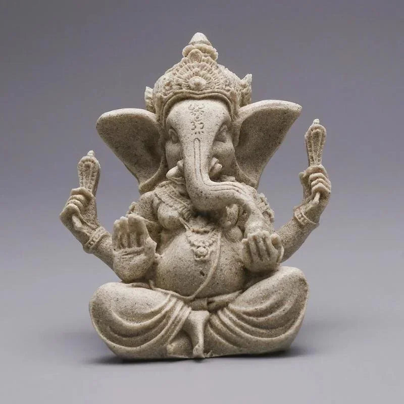 Sandstone Ganesha Buddha Elephant Statue Sculpture Handmade Elephant Figurine Home Decoration Accessories Lootquake LLC