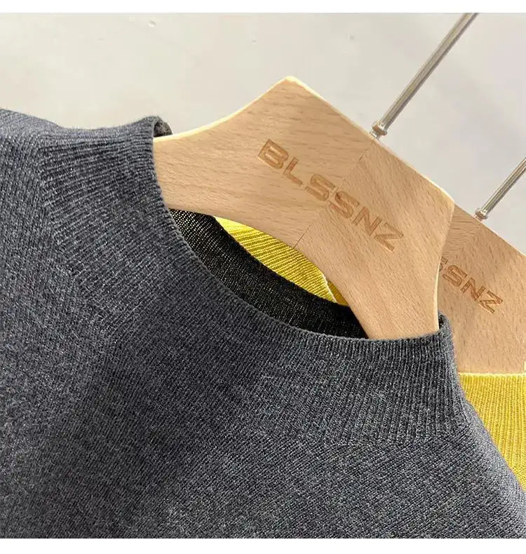 Half High Collar T-shirts Flying Sleeve Design Slim Knitted Sleeveless Top Women Simple Comfortable White T-shirts Summer 2025
