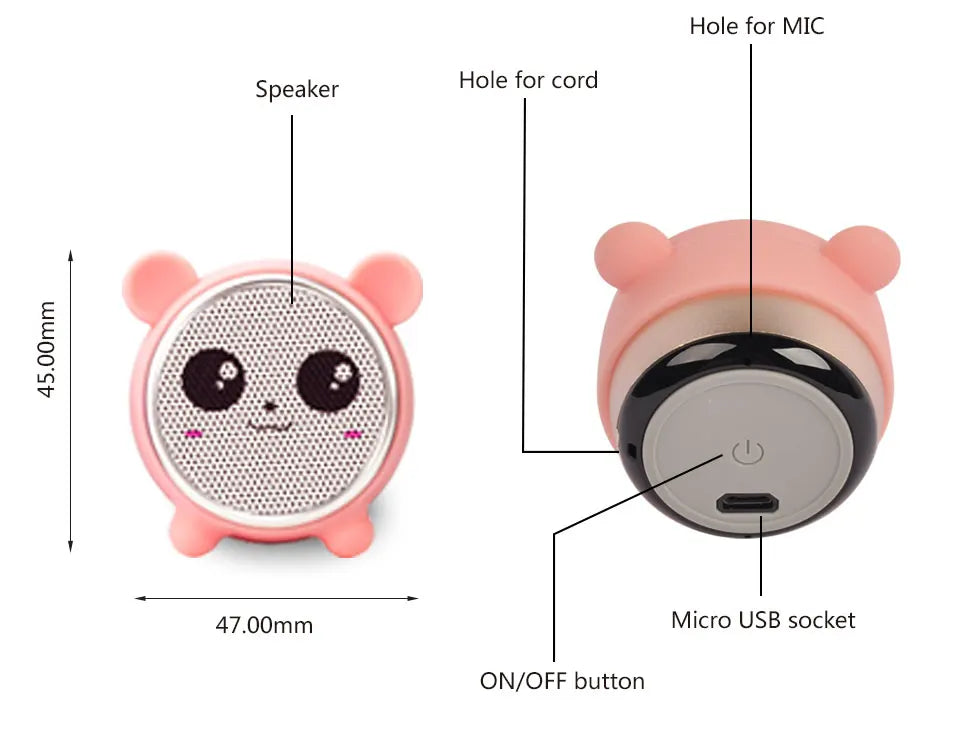 Wireless Bluetooth Animal Speaker Box HIFI Power Mini Speakers TWS Sound Speakers for Outdoor or Office home Panda Baby Lootquake LLC