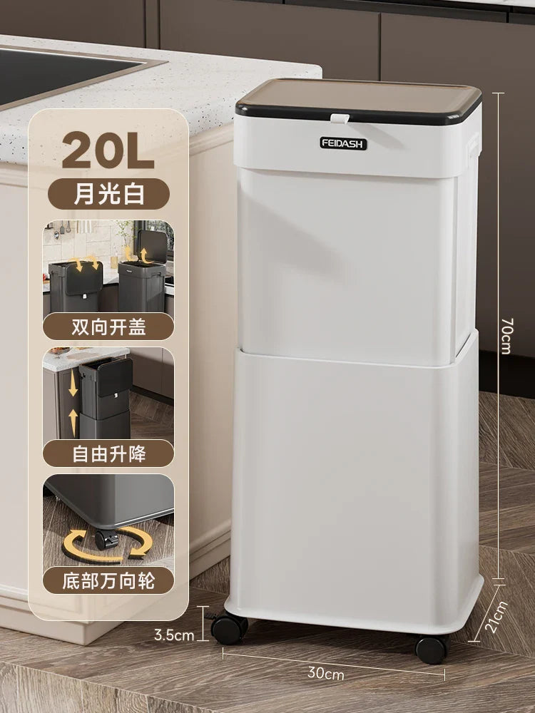 Large Capacity Kitchen Removable Trash Can with Covered Wheels Luxury Creative Ornaments Home Decor Trash Can Trash Storage Box