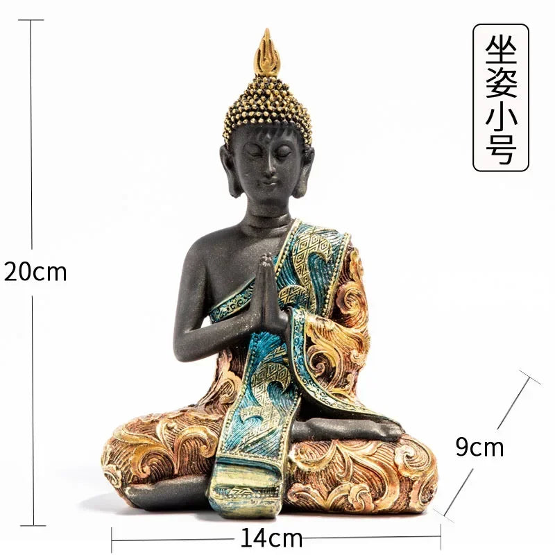 Large Buddha Statue Thailand Buda Buddha Sculpture Green Resin Handmade Buddhism Hindu Fengshui Figurine Meditation Home Decor Lootquake LLC