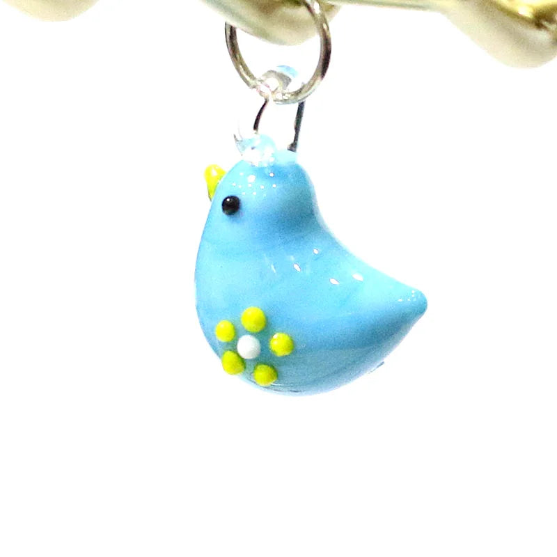 2pcs Cute Tiny Bird Charm Glass Pendant Kawaii Style Bird Mini Figurine Easter Ornament for Diy Women Jewelry Making Accessories Lootquake LLC