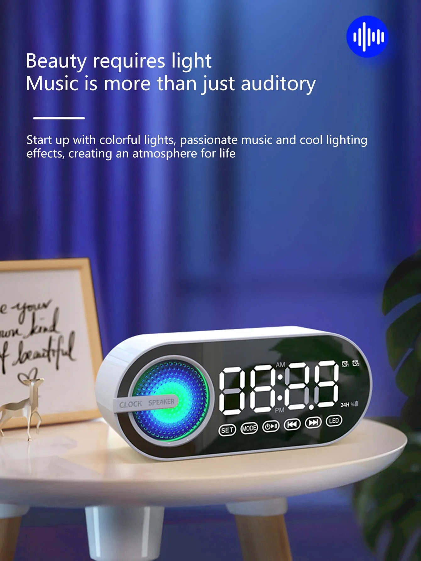 Wireless Bluetooth speaker, mini design with multiple functions as a clock, outdoor version subwoofer is powerful Lootquake LLC
