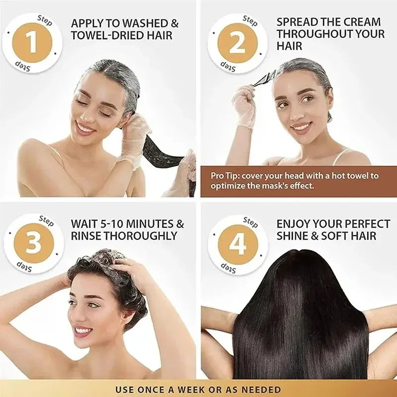 Collagen Keratin Hair Care Mask Treatment Dry Damaged Hair Revitalize Hair Straighten Soft Smooth Moisturize Hair Care Products Lootquake LLC