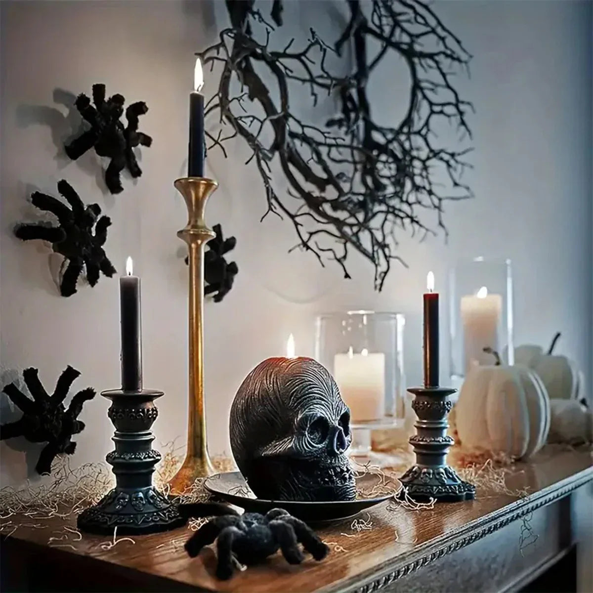 Black Halloween Wreath Artificial Branches Door Garland Wreath Halloween Decorations Scary Home Indoor Outdoor Party Decor Lootquake LLC