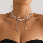 Fashion Heart Beaded Necklace for Women Boho Elegant Irregular Crystal Chain Y2K Choker Exquisite Party Gift Jewelry Accessories