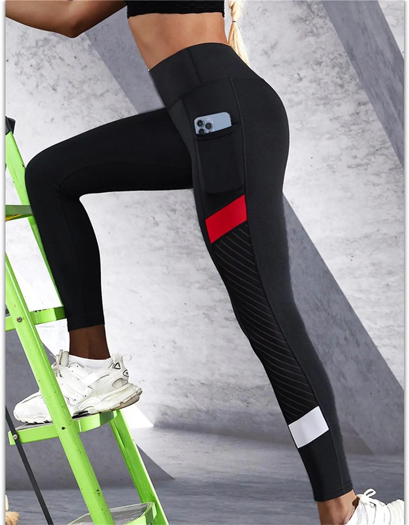 Colorblocked Mesh High Waist Leggings THRIXINE