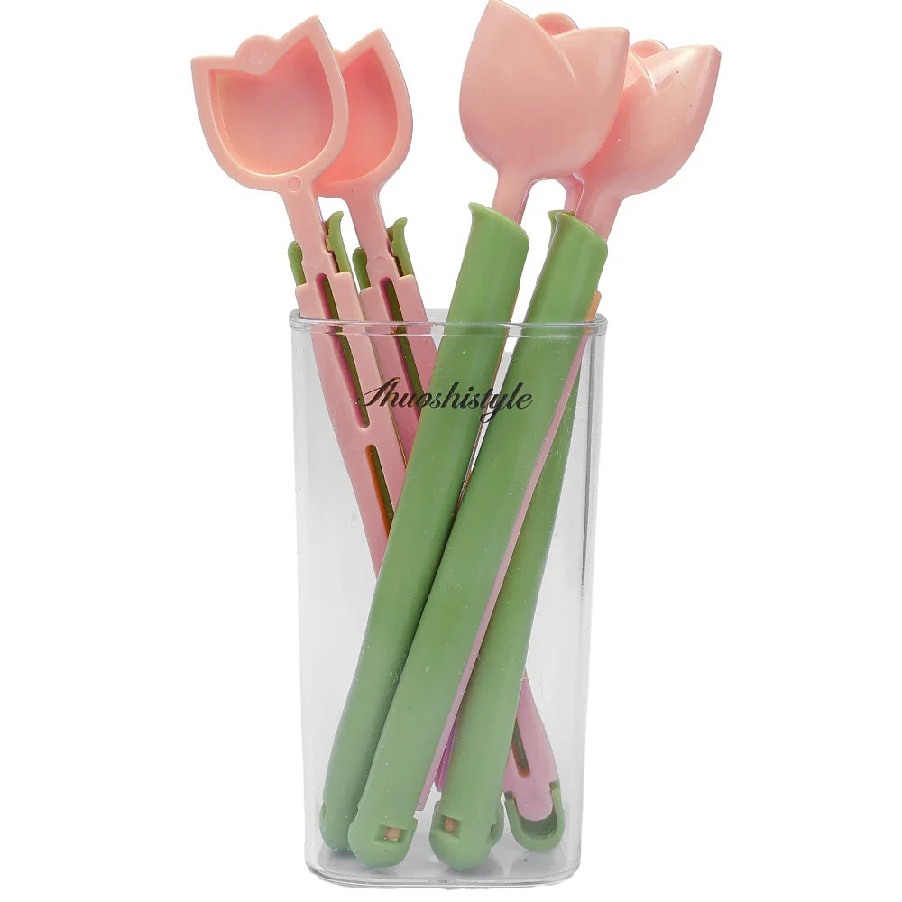 5Pcs Tulip Seal Clips Kitchen Food Snack Seal Sealing Bag Clips with Magnetic Storage Box Reusable Bag Sealer Home Storage Tools Lootquake LLC