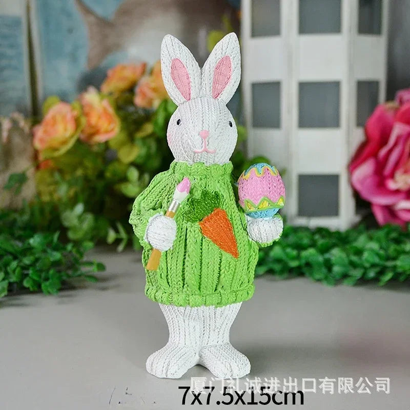 2023 New Easter Decoration for HomeResin Easter Bunny Rabbit Easter Craft Festival Bunny Ornament Decor Festival Egg Gifts Decor Lootquake LLC