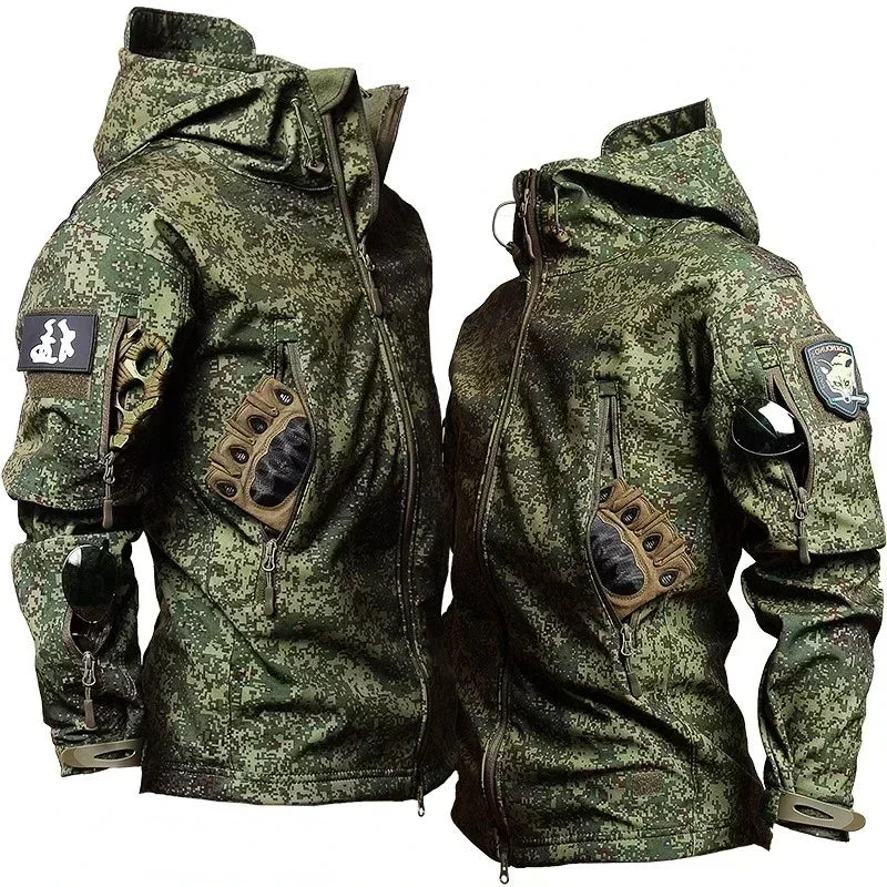 Camo Winter Tactical Sets Men Shark Skin Soft Shell Hooded Jacket+Multi-pocket Straight Cargo Pant 2Pcs Suits Waterproof Set Lootquake LLC