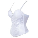 Black White Overbust Corset Top Cotton Bustier with Adjustable Straps Wedding Lingerie Body Shaper Underwear