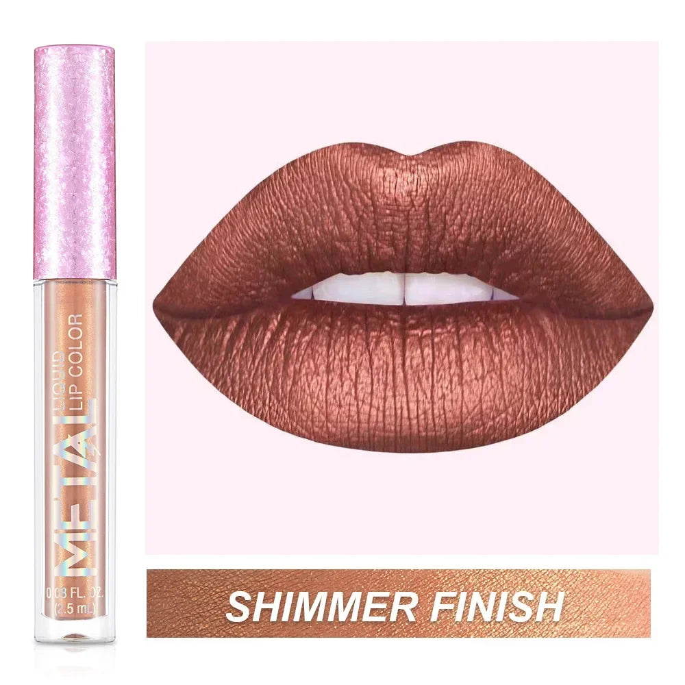 Matte Metallic Liquid Lipstick 12 Colors Waterproof Lasting Glitter Lip Gloss Shiny Shimmer Lip Tint Party Festival Lips Makeup Lootquake LLC