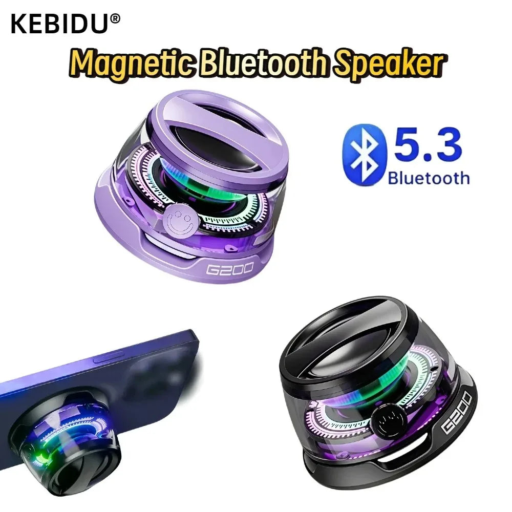 Outdoor Magnetic Bluetooth Speaker Wireless Portable Mini Travel Stereo Speaker with RGB Color Light and Phone Holder for IOS Lootquake LLC