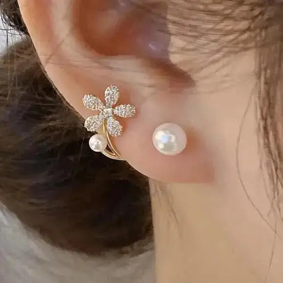 925 Silver Needle Korean Fashion Camellia Flower Earrings For Women Jewelry 2025 Trending Women's Black White Stud Earrings Gift