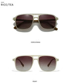 SO&EI Fashion Double Bridges Square Rivets Women Sunglasses Retro Men Gradient Shades UV400 Sun Glasses