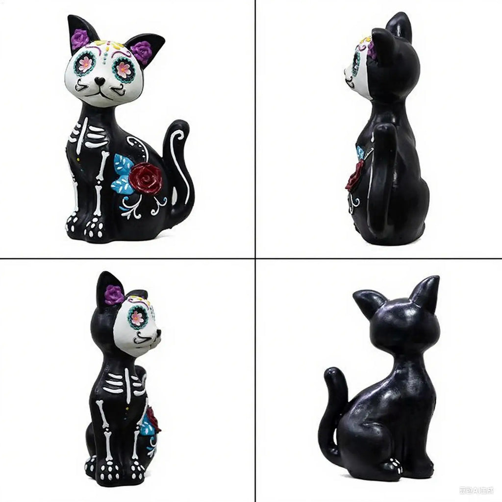 Halloween Animal Statue Skeleton Dog Cat Figurines Room Decor  Resin Halloween Decorations Table Centerpieces for Porch Patio Lootquake LLC